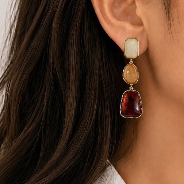 گوشواره پاییزی رزینی بلند 4 شکل