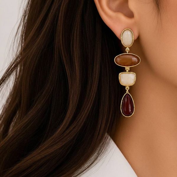 گوشواره پاییزی رزینی بلند 4 شکل